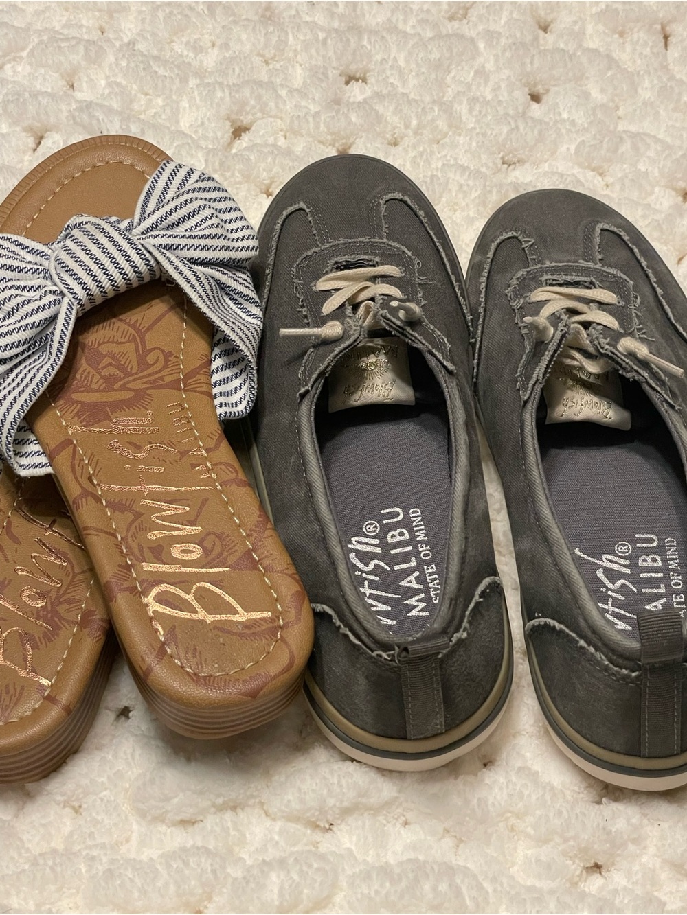 BUNDLE Blowfish Malibu Women’s Gray Canvas Lace-Up Sneaker& Sandals